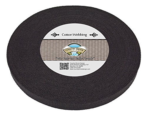 Country Brook Design - 5/8 Inch Black Heavy Cotton Webbing, 10 Yards