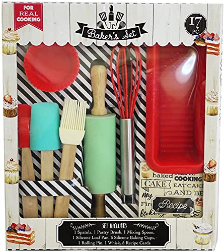 SASONS ® Kids Baking Set- 17PCS BAKEWARE Set for Boys and Girls Cupcake Moulds Cookies Baking Cups Pastry Brush Spatula Whisk Mixing Spoon Rolling PIN with 5 Recipe Cards - Image 3