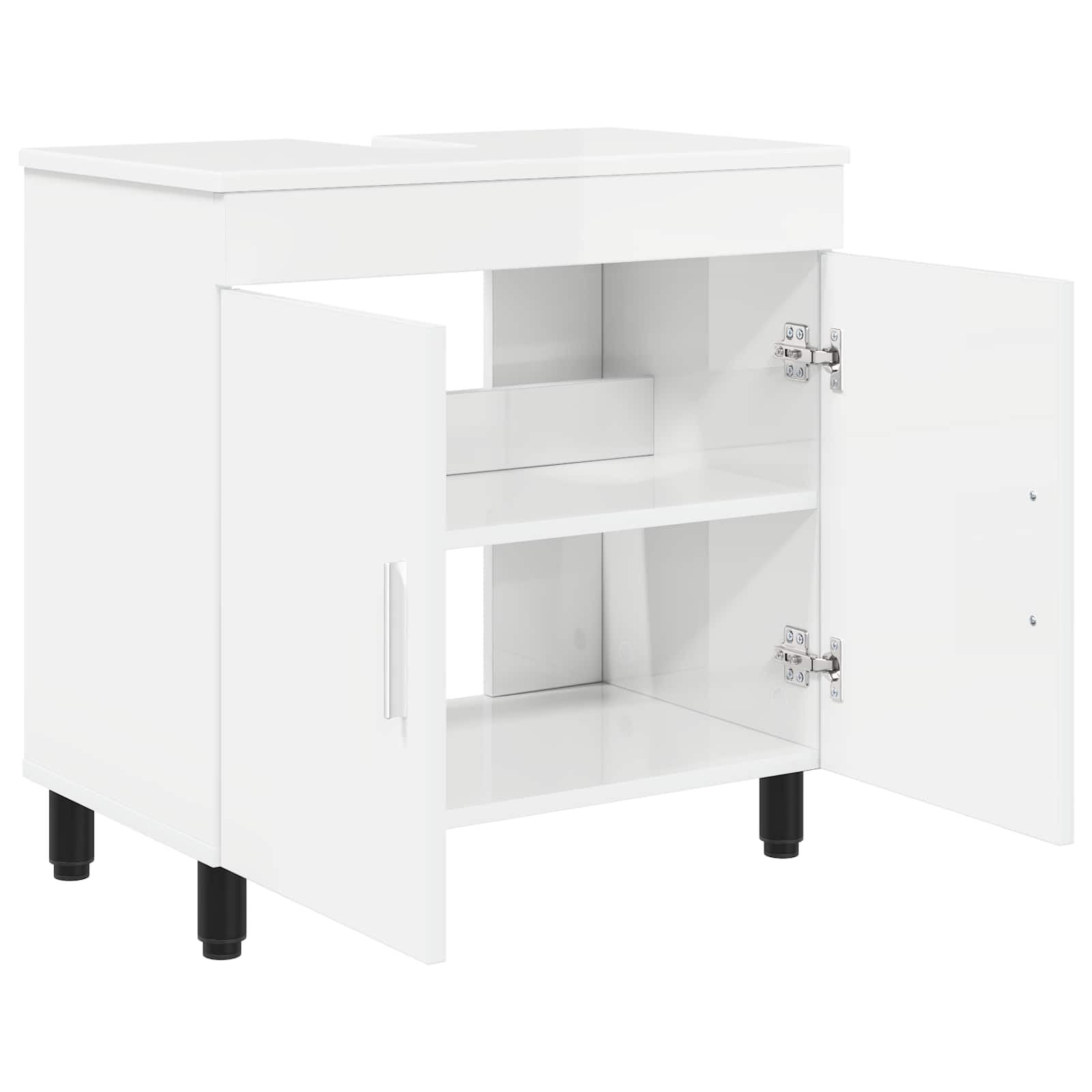 Mobile per lavabo in legno lucido, 60 x 35 x 60 cm, colore bianco