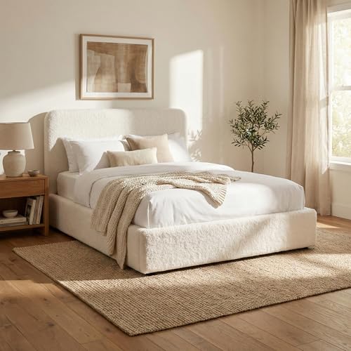 Image of Blisswood Small Double Ottoman Bed – UKFR Upholstered 4ft Storage Bed with Headboard, Gas Lift-Up with Metal Support, Wooden Slats Base, Velvet Finish, Ideal for Bedroom (4ft White, No Mattress)