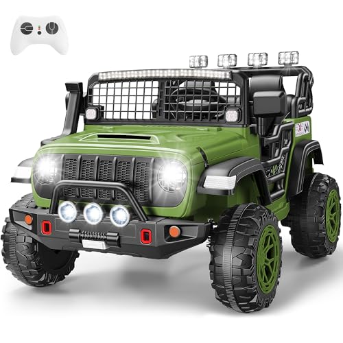 Hikole 24V Kids Ride on Car, 2 Seater Kids Electric Car w/Remote Control, 3 Speed, Music, Spring Suspension, LED Light,  - Detailed View