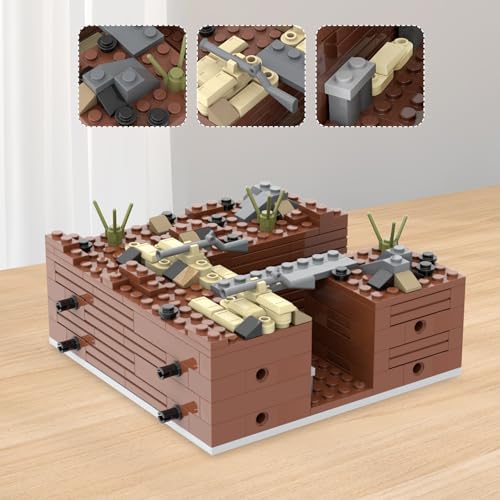 Image of WW2 Battlefield Right Corner Military Block Set(200PCS).Military Building Block Set Can Freely Build Battle Scenes.