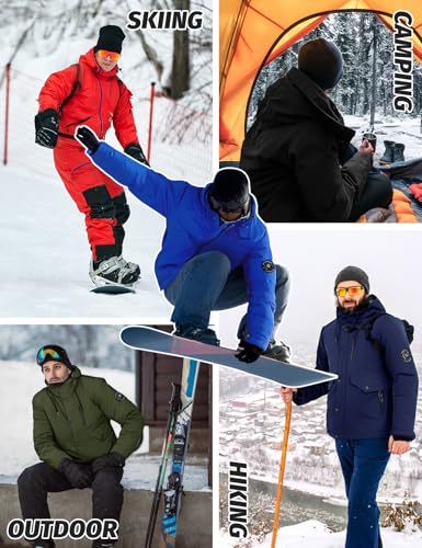 Voqeen Chaqueta de Esqui Invierno para Hombre Impermeables Cazadora Cálido Aire Libre Térmicos Chaquetas Deportiva con Capucha Desmontable Abrigo de Montaña Antiviento - imagen 5