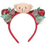 OATIPHO Diadema Navideña Dibujos Animados de Oso Adorable Tocado de Oso para Fiesta de Navidad Accesorio Cabello para Niña Encantador Artículo para Fiestas Color Mellow