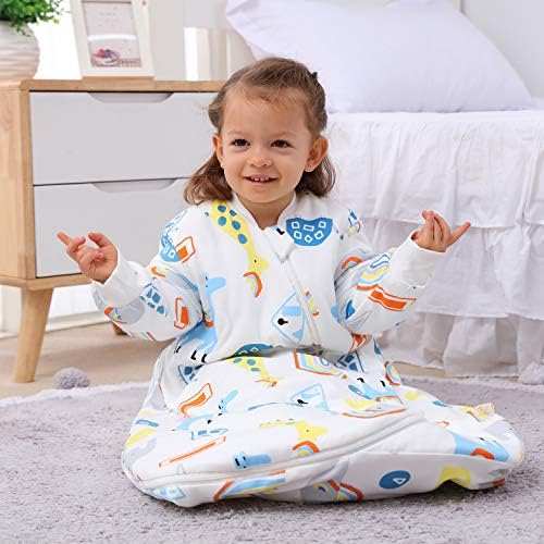 MIKAFEN Baby Sleeping Bag Long Sleeves Winter 3.5Tog 100% Organic Cotton Sleeping Bag (28-32in/6-18 Months)