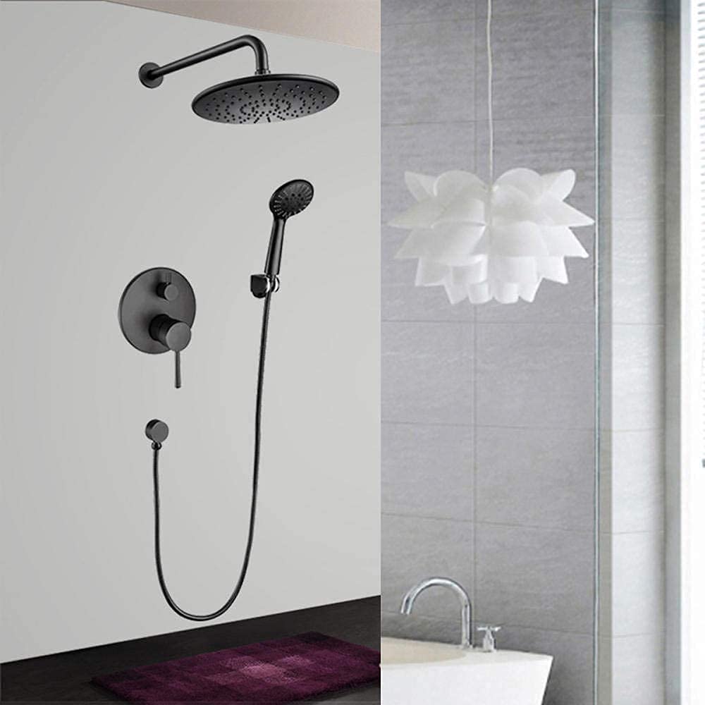 Mitigeur noir de baignoire avec ensemble de douche à effet pluie 8 po de haute qualité