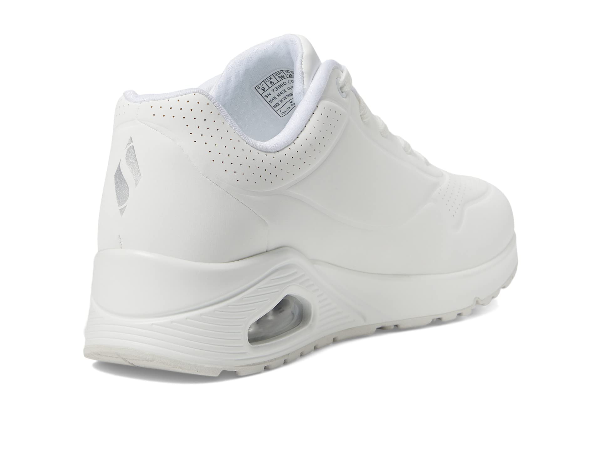 Skechers Damen Uno Stand On Air Sneakers, White Durabuck Mesh, 37.5 EU