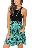 Picture of LONGYUAN Women's Swimsuit Casual Dress Bathing Suit Cover Ups for Sun Dresses Black-Turquoise Floral Large