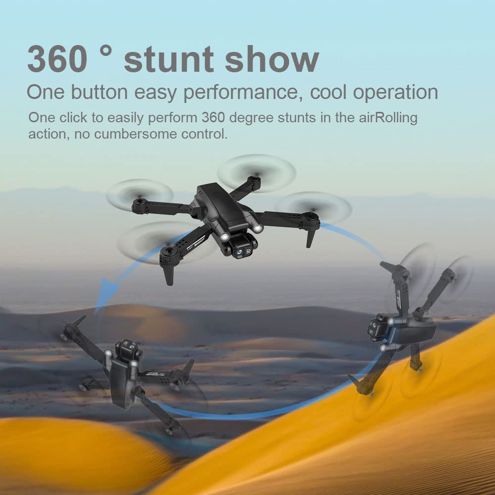 Drone pieghevole con videocamera 4K per adulti, videocamera live FPV Quadricottero RC, ritorno automatico, Follow Me, Waypoint Fly, 3 batterie per 60 minuti di volo per ragazze di Natale (grey )