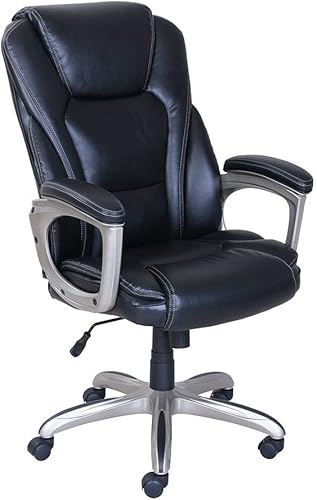 Executive Office Chair, Ergonomic Office Chair PU Leather Desk Chair High Back Computer Chair with Lumbar Support Flip up Armrest Rolling Swivel