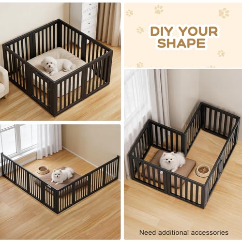 Image of Dog Playpen Indoor,Puppy Playpen,Black 30.3 inch H,8 Panels | Dog Play Pen Indoors with Open View, Tool-Free Setup, Multi-Shape Setup, Dog Pen for Dogs, Cats & Puppies