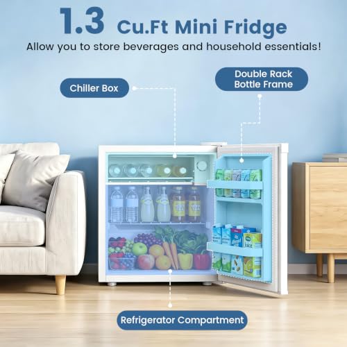 Image of Electactic 1.3 Cu.Ft Mini Fridge, Single Door Compact Refrigerator