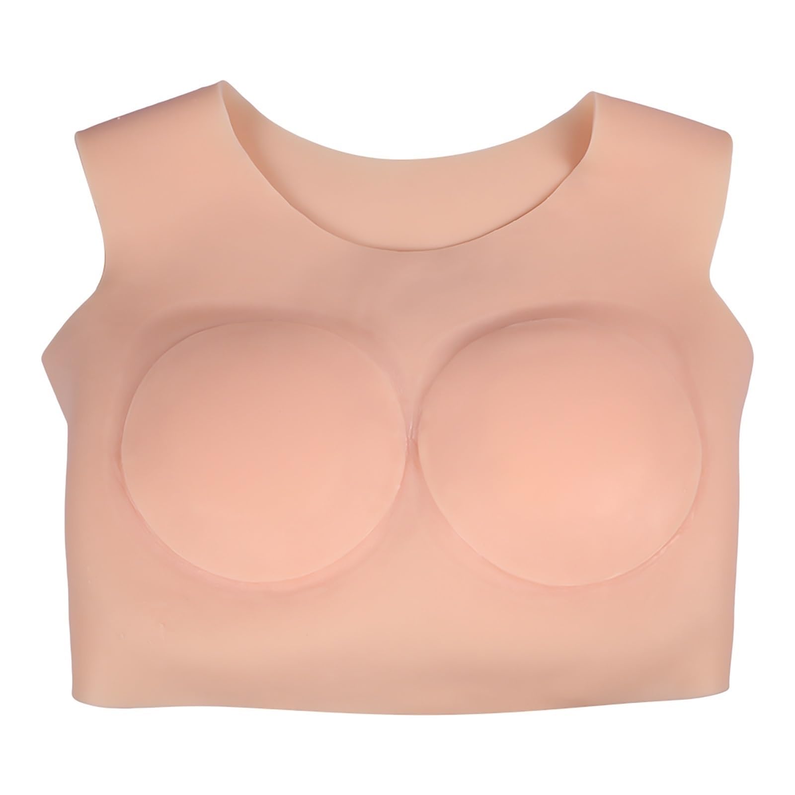 ALKANI Cuello Redondo de Media Longitud de Silicona Formas de Mama Falsos Pechos Realzadores de algodón de Relleno Adecuado para Mastectomía Prótesis de Halloween Navidad (Size : C~1200G)