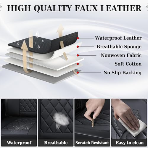Image of Coverado Car Seat Covers, Front Seat Cover, 2 Pack Waterproof Seat Covers for Cars, Luxury Faux Leather Car Seat Cushions, Car Seats Protectors, Black Car Seat Covers Universal Fit for Most Vehicles