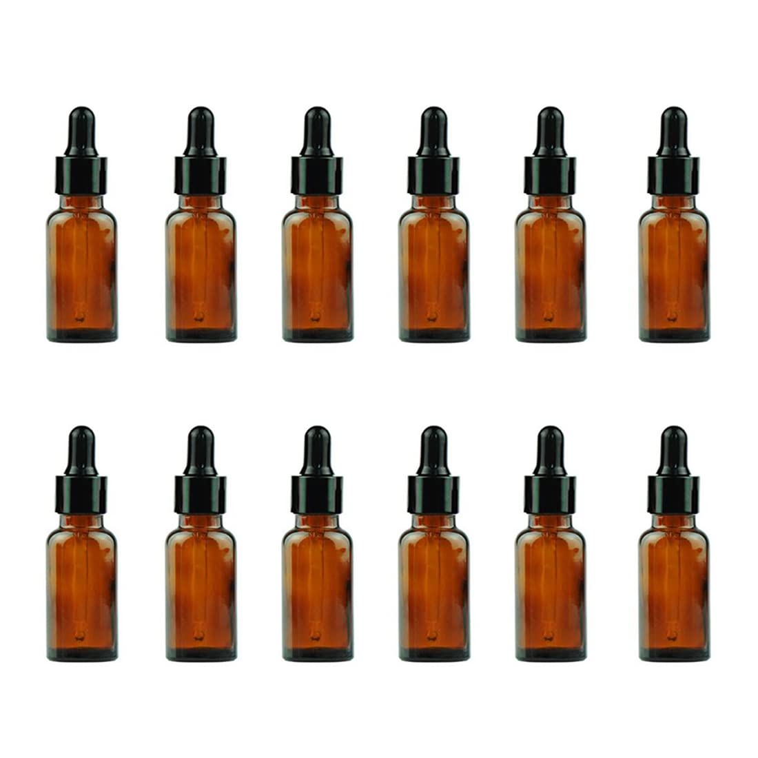 Bamboopack 12Pcs 20ml Amber Glass Bottles with Black Caps and Eye Droppers Refillable Essential Oil Containers for DIY Skincare Aromatherapy Liquid Storage