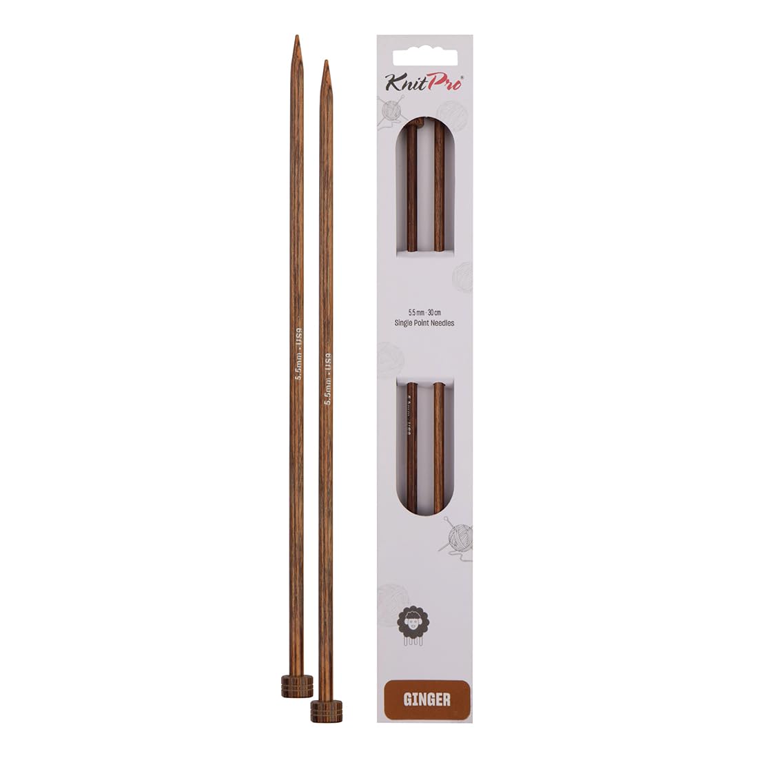 KnitPro Ginger Single Pointed Needles 10" (25cm) | 5.50mm