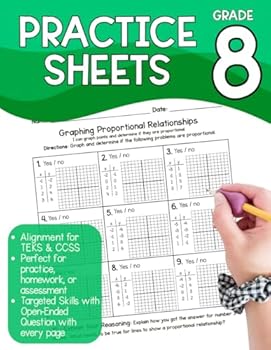 Paperback Eighth Grade Math Practice Sheets - Practice Workbook - 8th Grade Skills - TEKS - Common Core - Math Skills - Math Workbook - Homeschool Practice (Eighth Grade Math Skills Workbook Series) Book
