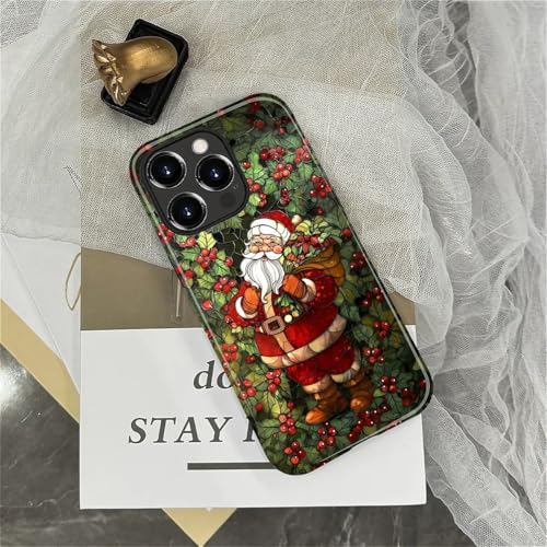 Akinmi Case for iPhone 15 Pro,Wild Fruit Christmas Santa Claus Exquisitely Pattern Double Protective Phone Cover Cases Soft Silicone for iPhone 15 Pro - image 8