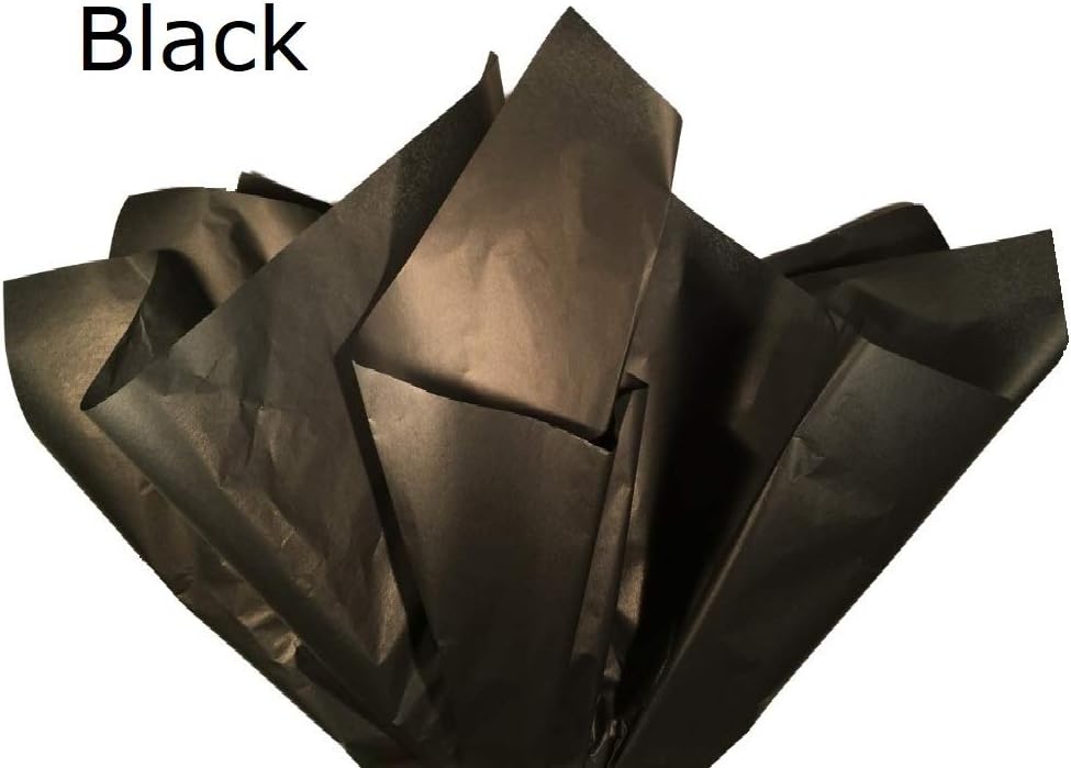 Ocean Tides Premium Wrapping Paper – 500 Sheets (14 x 20 Inches) Colored Tissue Paper for Gift Bags, Birthday Party, Flower Decorations, Mother's Day, Wedding, Crafting & Custom Art Projects - Black