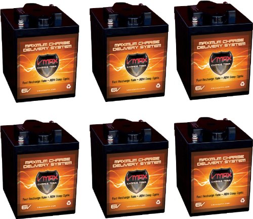 Qty 6 VMAX 6V AGM Battery Pack 225Ah 6 Volt high Capacity Go