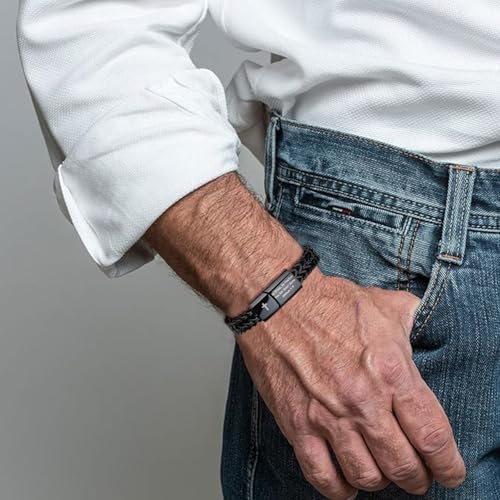 Pulsera masculina estilo biblia de acero inoxidable negra miniatura 5