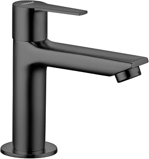 Eauset Plus Brass Pillar Cock for Wash Basin | Matte Black Bathroom Tap | Deck Mount Basin Tap with 360° Swivel | Leak Res... Price In India
