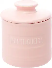 Manteigueira Francesa de Cerâmica com Tampa Rosa Matte 8cm x 8cm x 9cm - Wolff