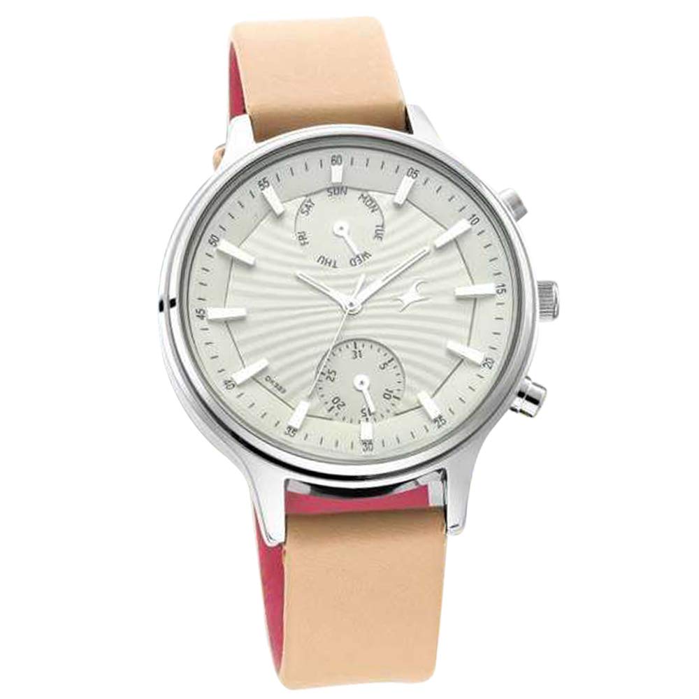Fastrack Ruffles Quartz Multifunction Beige Dial Leather Strap Watch for Girls-NR6208SL01 (B08H83H72G) Amazon Price History, Amazon Price Tracker