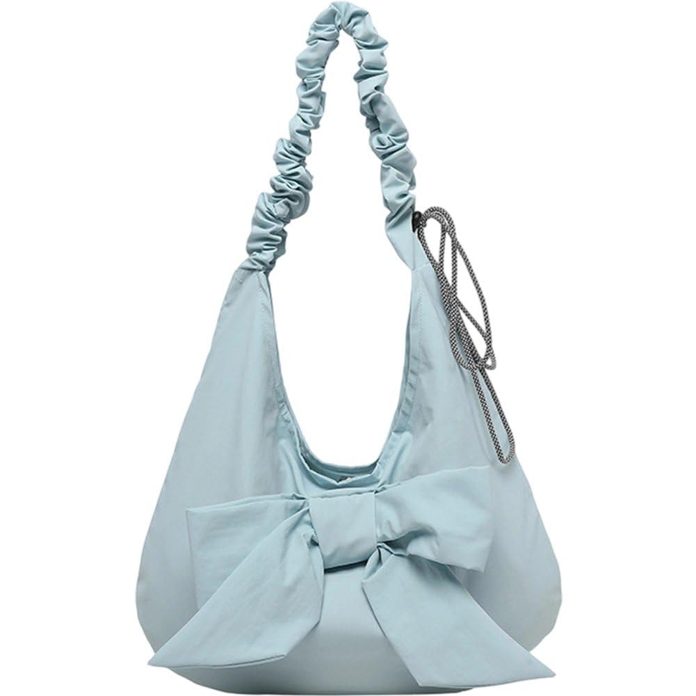 Casiler Bowknot Pleated Crossbody Underarm Bag, Sweet Commuting Shoulder Handbag for Women Daily Shopping Casual Wear