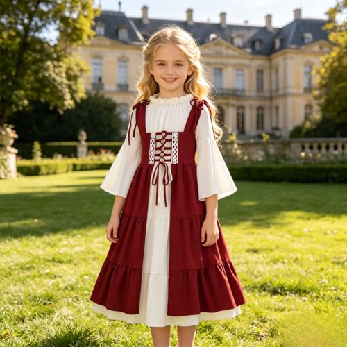 Disfraz medieval para niñas, princesa renacentista miniatura 6