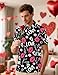 Men's Valentine's Day Golf Polo Shirt Lip Love Heart Button Up Short Sleeve Top, Love Lip, Medium