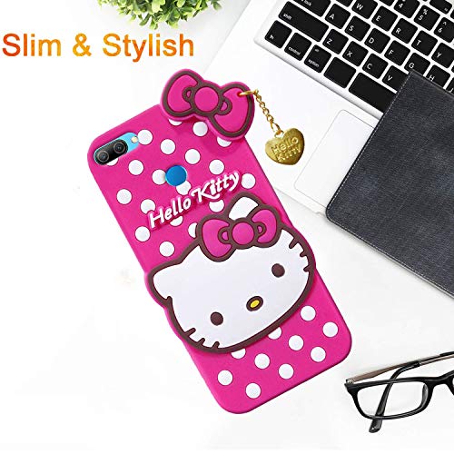 Image of Unirock Hello Kitty Back Case Cover for Honor 9N| 3D Cute Hello Kitty Case |Soft Silicone Rubber Back Cover with Pendant Kitty Cover for Honor 9N (Pink)