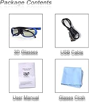 Vista 7 de Gafas 3D con obturador activo, gafas 3D activas, proyectores de TV 3D, juegos de películas 3D, gafas RF activas 3D para Sony Epson Toshiba Sharp RF