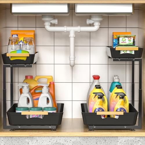 Ayovoch Organizador embaixo da pia, 2 peças com 3 alturas ajustáv...