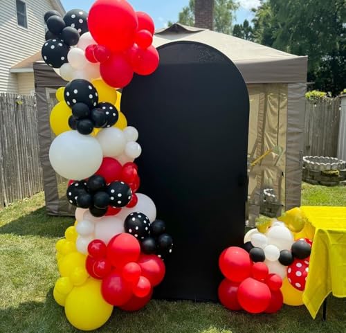 Image of Red and Yellow Black Balloons - 100Pcs 12 inch Mouse Color Cartoon Balloons Round Latex Balloons for Mouse Theme Kids Birthday Baby Shower Wedding Anniversary Party Decorations Supplies