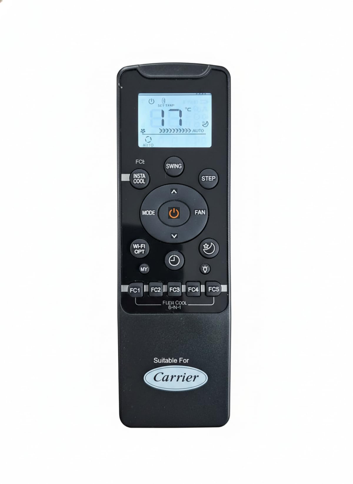 5 Years Warranty Ac Remote Compatible for Carrier Ac Remote 1 ton 1.5 ton 2 ton, Flexi Cool 6 in 1 Model no. RG56CMI-B2, Black