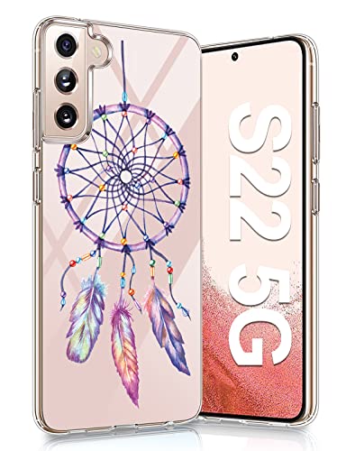 Croazhi Coque de Protection pour Samsung Galaxy S22 5G, Transparente Fine Silicone Motif Floral Anti-Jaune Antichoc Protection Etui pour Samsung S22 5G Cover