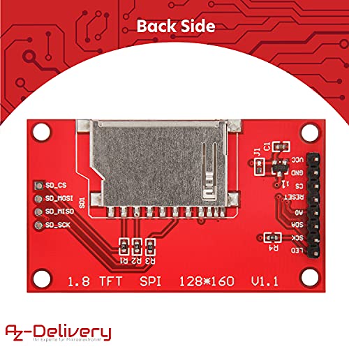 AZDelivery 1.8 Pulgadas SPI TFT Display ST7735 con 128 x 160 Pixeles Compatible con Arduino y Raspberry Pi con E-Book Incluido!