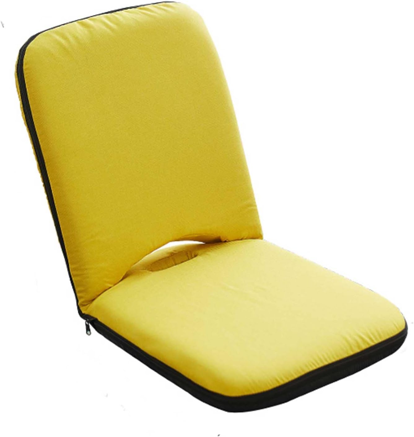 TONG TONG Modern Upholstered Floor Chair with Backrest Foldable Meditation Cushion Adjustable Backrest Chair Portable Floor Single Chair (Yellow, 42 * 48 * 40cm)