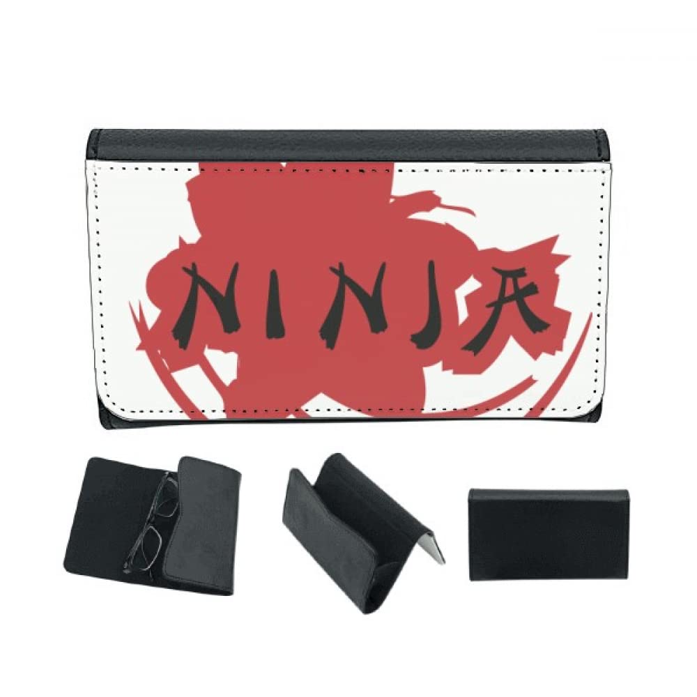 Japan Ninja Words Sakura Outline Eyeglass Case Hard Shell Portable Holder