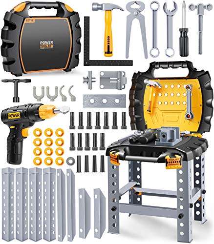 GeyiieTOYS Werkzeugkoffer Werkzeug Kinder Spielzeug Werkzeugkasten Handwerker Set Spielwerkzeug für Kleinkinder ab 3 Jahre, 54 Stücke Cover