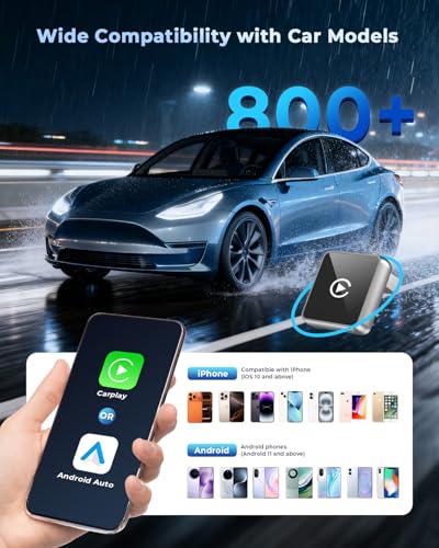 Image of CEROAN 2-in-1 Wireless CarPlay Adapter & Android Auto Wireless Adapter with Bluetooth 5.3 & 5GHz Dual-Band WiFi - Plug & Play, Wired to Wireless, Auto Reconnect for Lag-Free iOS /Android Use