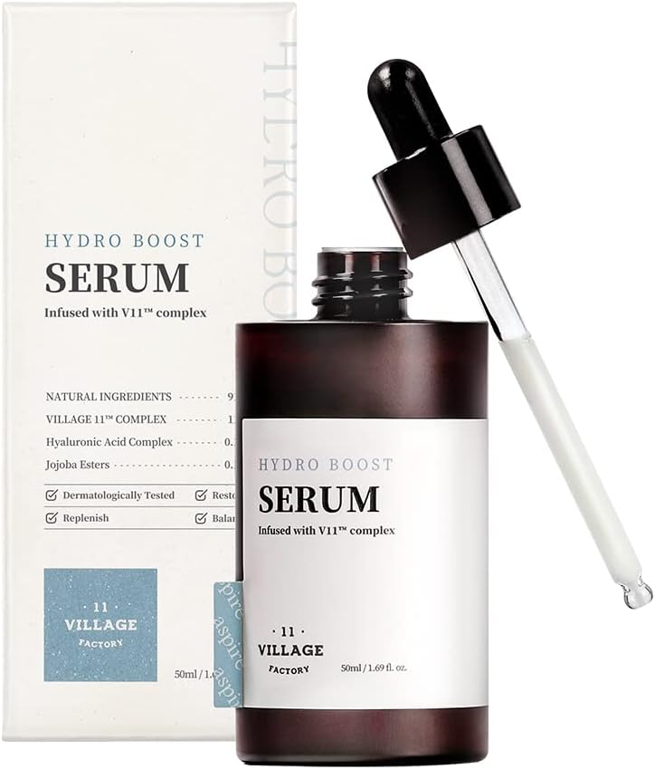 VILLAGE11FACTORY VILLAGE 11 FACTORY Hydro Boost Serum - Hyaluronic Acid, Jojoba Esters, Vitality and Moisture (1.69 fl oz/50ml)