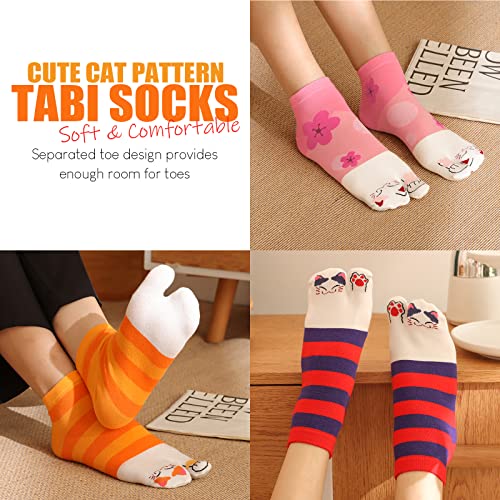 Image of Artfasion Women Flip Flop Socks - Tabi Ankle Sock Colorful Two Toe Finger Running Socks for Womens Girls