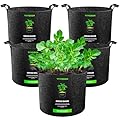 VIVOSUN 5-Pack 5 Gallon Grow Bags Heavy Duty 300G Thickened Nonwoven Plant Fabric Pots with Handles