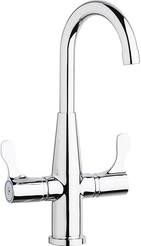 Elkay LKD2223C Grifo de montaje en cubierta con caño de cuello de cisne y manijas de palanca gemelas