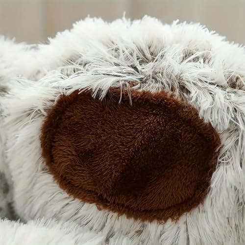65cm Ø Flauschig Hundebett Katzenbett Bärentatzen-Design Hundekissen Katzenkissen Waschbar Hundekorb Katzenkorb Plüsch rutschfest Haustierbett Warm Schlafplatz für kleine mittelgroße Hunde/Katze/Hasen