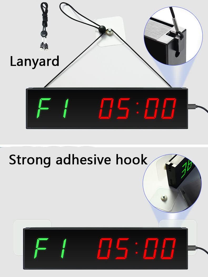 Minuterie d'intervalle d'horloge de gymnastique, horloge murale à affichage LED de 1,5 pouces, volume de sonnerie réglable, avec compte à rebours/monter à distance, chronomètre, pour exercices d'entra