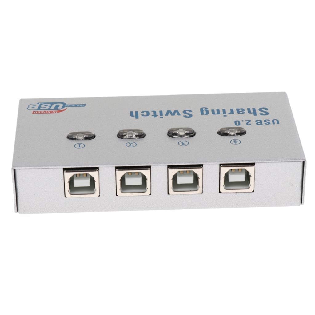 RuhZa 4 Ports USB 2.0 Auto Sharing Switch KVM HUB 4 PCs Share 1 USB Device 4 Port HUB USB 2.0 Auto Sharing Selectors Switch KVM for PC Scanner Printer - grey-picture-33