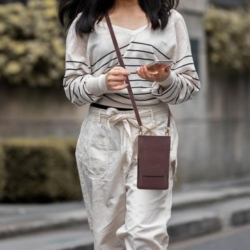Image of Oak Leathers Small Crossbody Bag For Women - Mini Cell Phone Purse - Crossover Wallet Bag With Adjustable Shoulder Strap